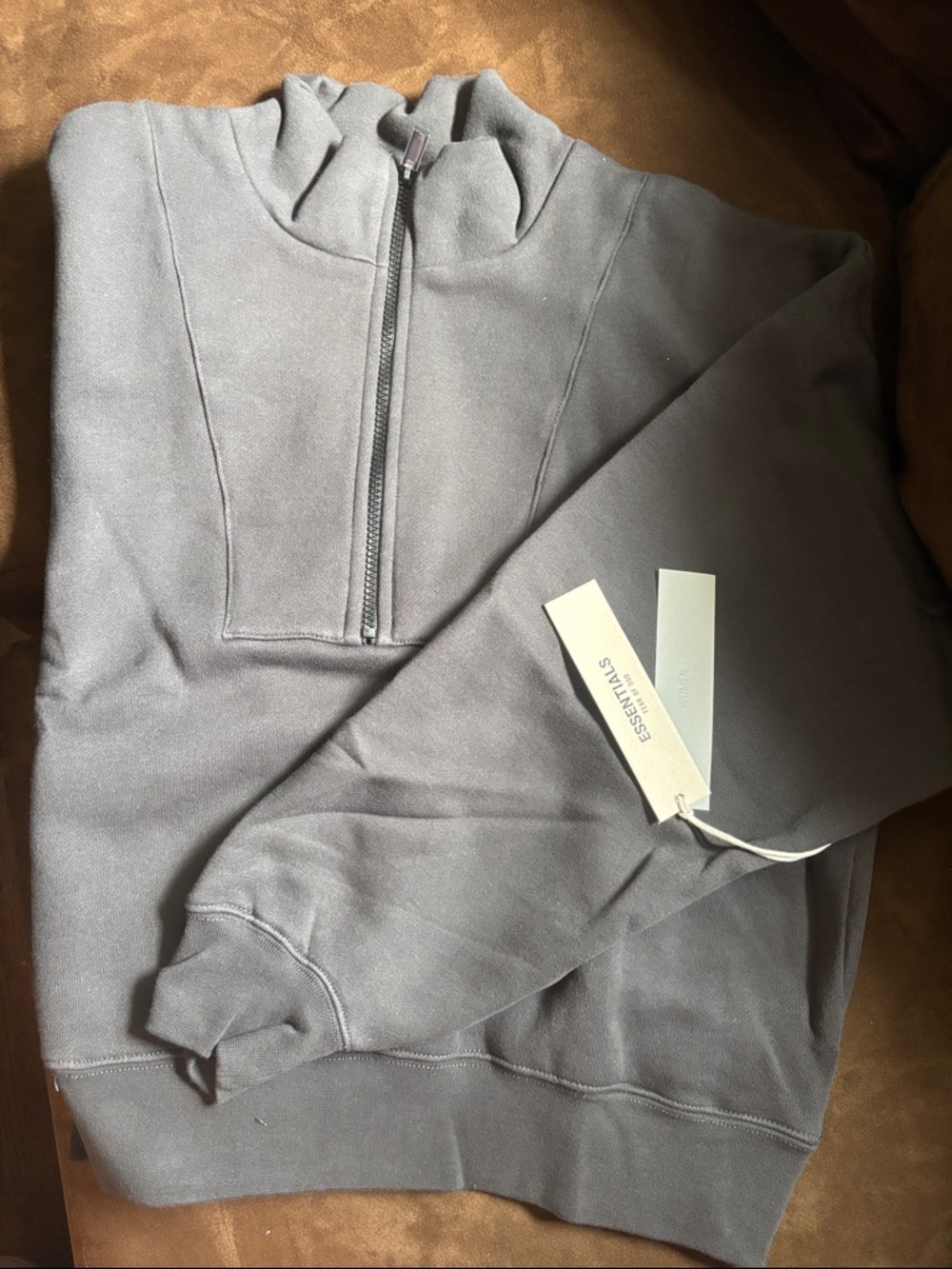 ESSENTIALS Women’s Small Iron/Charcoal Gray Half-Zip Pullover inside fleece